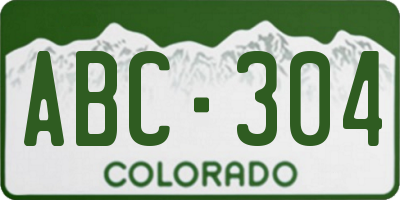 CO license plate ABC304