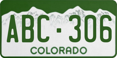 CO license plate ABC306