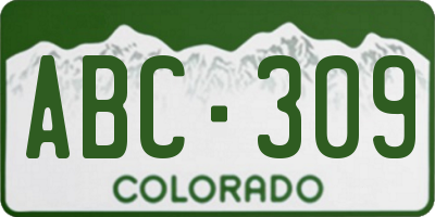 CO license plate ABC309