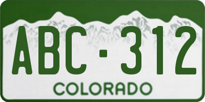 CO license plate ABC312