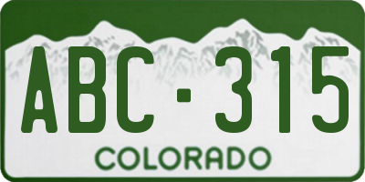 CO license plate ABC315