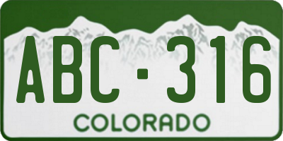 CO license plate ABC316