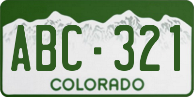 CO license plate ABC321
