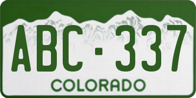 CO license plate ABC337
