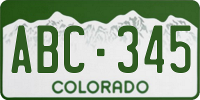 CO license plate ABC345