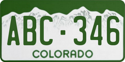 CO license plate ABC346