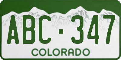 CO license plate ABC347