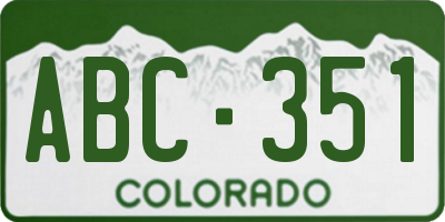 CO license plate ABC351
