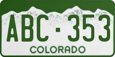 CO license plate ABC353