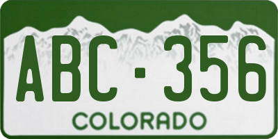 CO license plate ABC356