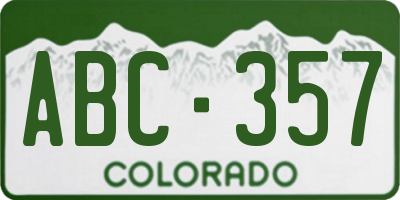 CO license plate ABC357