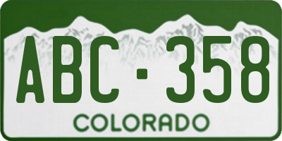 CO license plate ABC358
