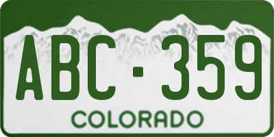 CO license plate ABC359