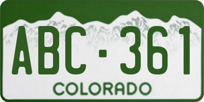 CO license plate ABC361