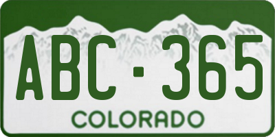 CO license plate ABC365