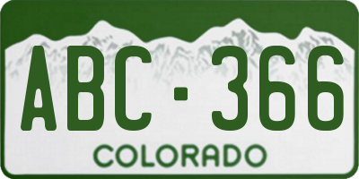 CO license plate ABC366