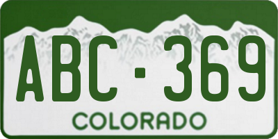 CO license plate ABC369