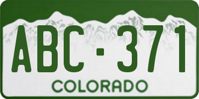 CO license plate ABC371