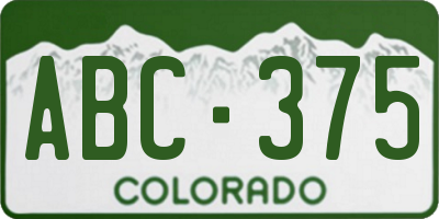 CO license plate ABC375