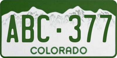 CO license plate ABC377