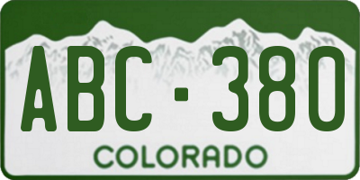 CO license plate ABC380