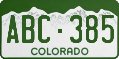 CO license plate ABC385