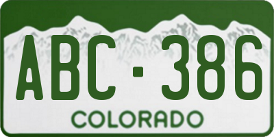 CO license plate ABC386