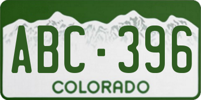 CO license plate ABC396