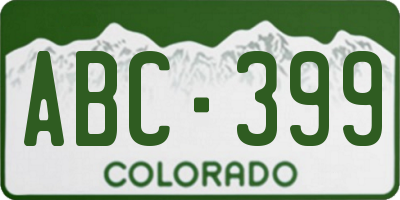 CO license plate ABC399