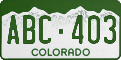 CO license plate ABC403