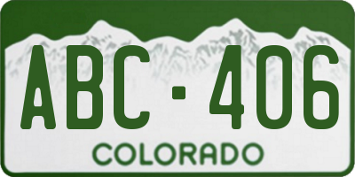 CO license plate ABC406