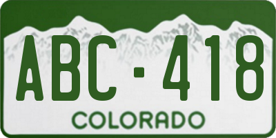 CO license plate ABC418