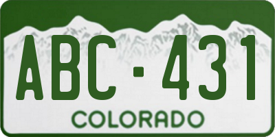 CO license plate ABC431
