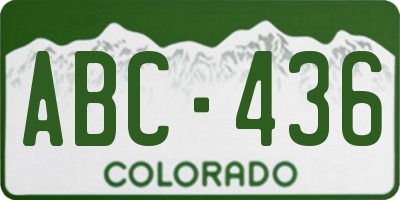 CO license plate ABC436