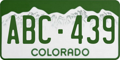 CO license plate ABC439