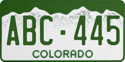 CO license plate ABC445