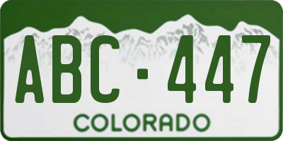 CO license plate ABC447