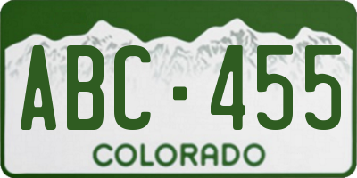 CO license plate ABC455