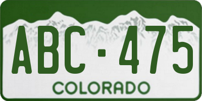 CO license plate ABC475