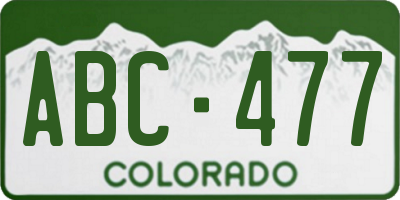 CO license plate ABC477