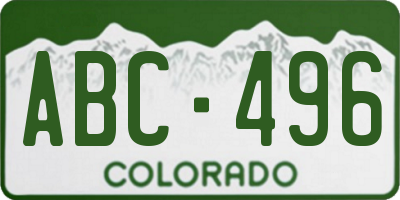 CO license plate ABC496