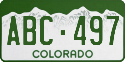 CO license plate ABC497
