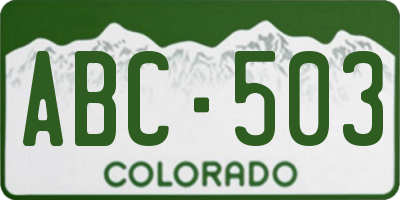 CO license plate ABC503