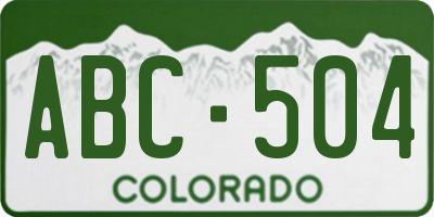CO license plate ABC504