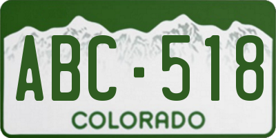 CO license plate ABC518