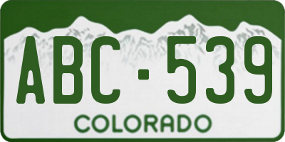 CO license plate ABC539