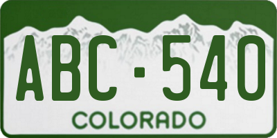 CO license plate ABC540