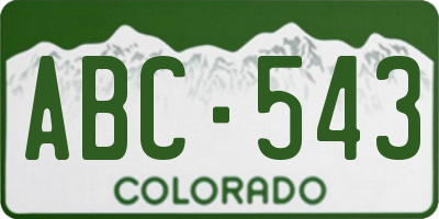 CO license plate ABC543