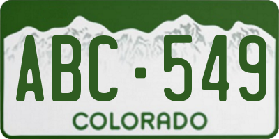 CO license plate ABC549