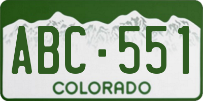 CO license plate ABC551